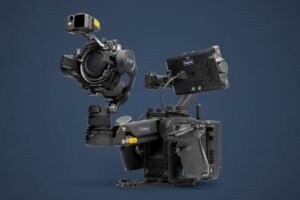 DJI Ronin 4D cinema camera rig with 4-axis stabilization in a film production environment