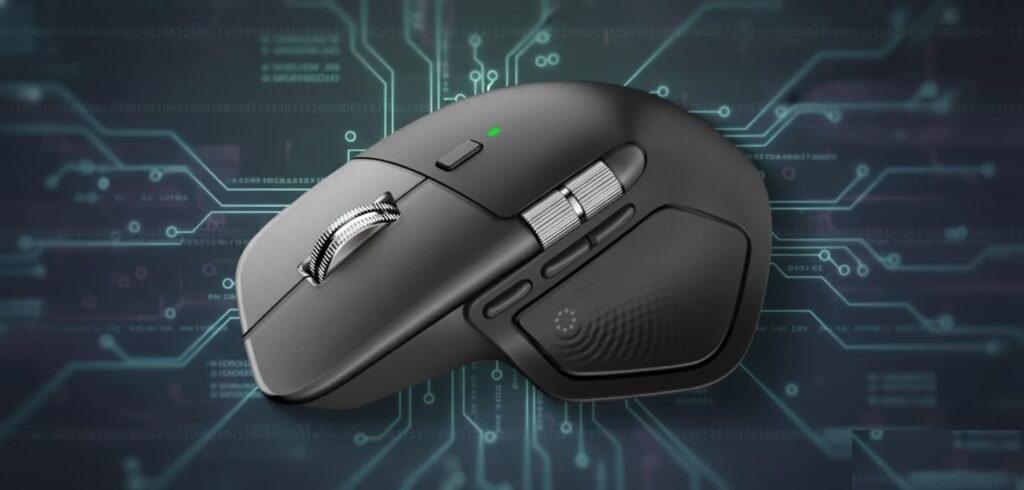 Premium ergonomic mouse with redesigned materials, smart haptics, and customizable workflow controls.
