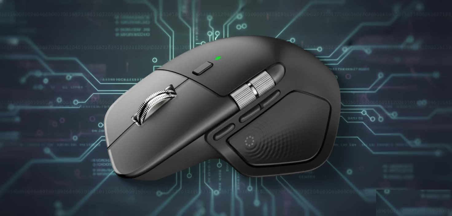 Premium ergonomic mouse with redesigned materials, smart haptics, and customizable workflow controls.